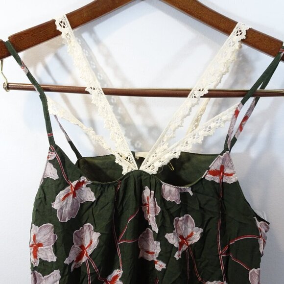 Entro Anthropologie Size M Floral Babydoll Flowy Romantic Fun Dress Strappy Gree - Picture 3 of 10